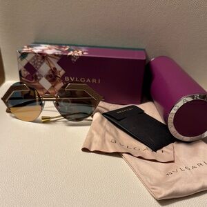 Bulgari Women's Sunglasses - Gold Frame with Brown Lenses